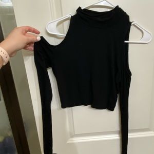 Long Sleeve Black Crop Top
